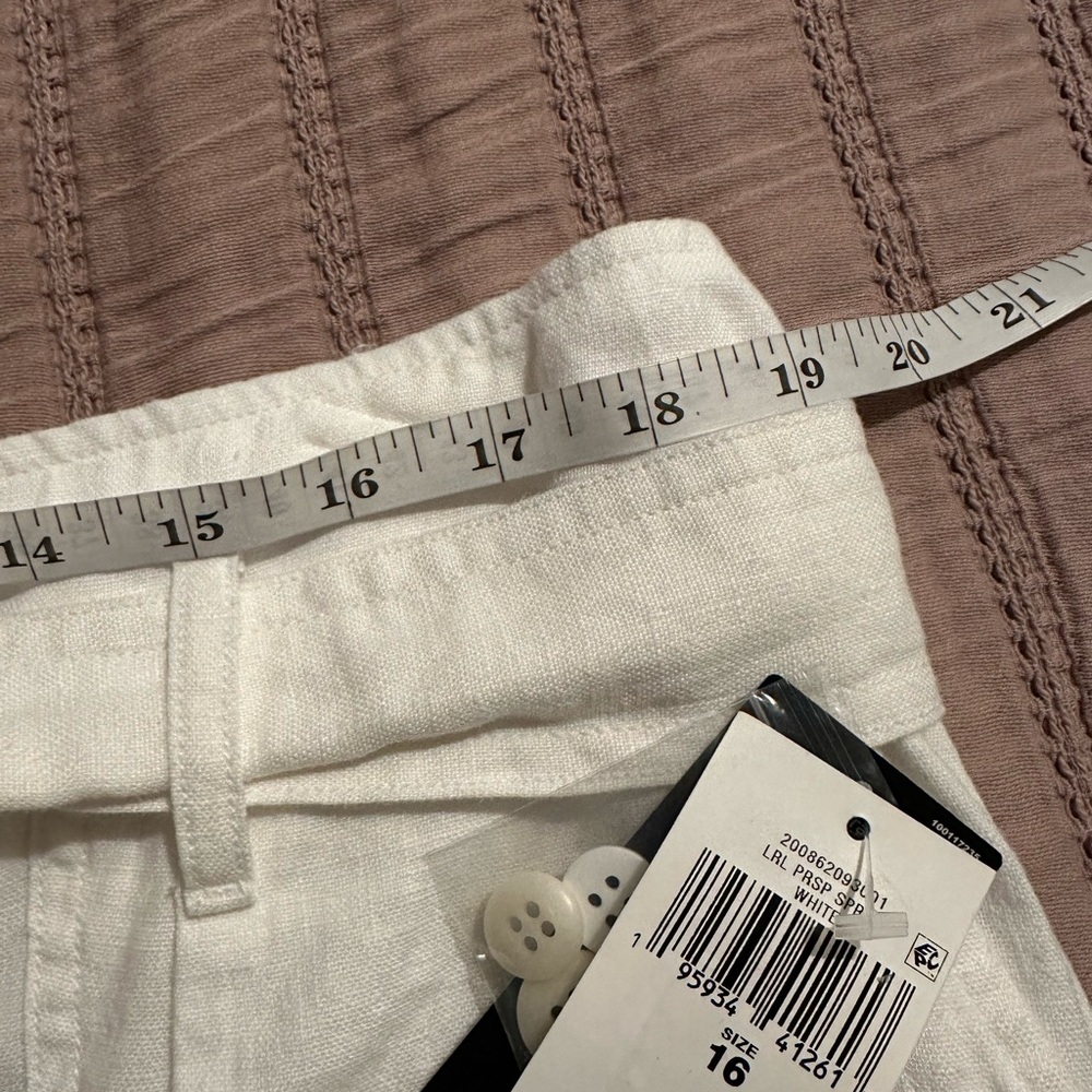 Lauren Ralph Lauren White Linen Belted Shorts NWT - Picture 8 of 10